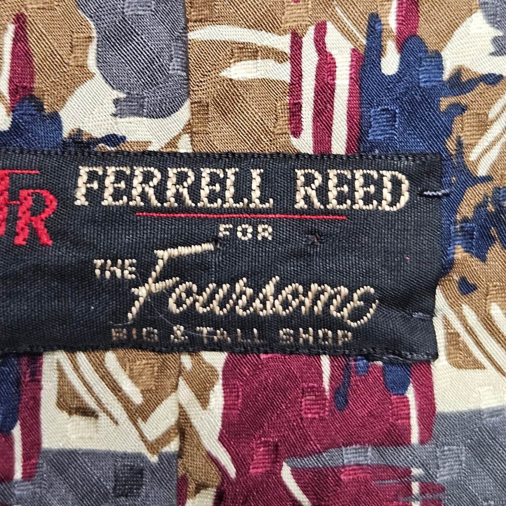 Ferrell Reed Silk Tie‎ Abstract Brushstroke Multicolor Handmade Italy Career - Picture 5 of 8